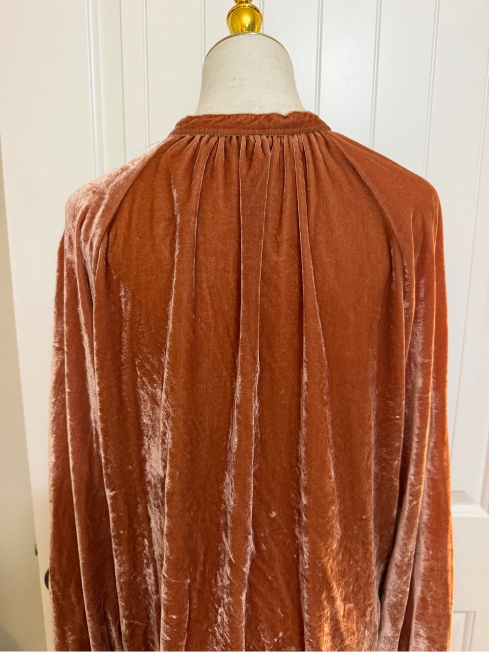 Pilcro Velvet Button-Front Blouse in Burnt Orange XL - Picture 8 of 16
